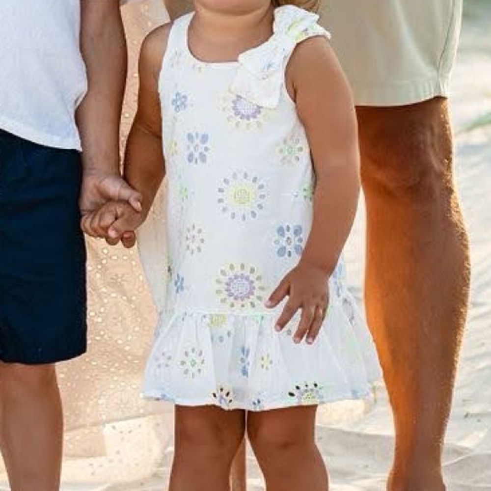 Sara Sara White Floral Dress with Ruffle Hem